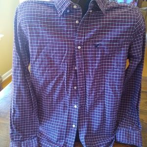 American Eagle blue and red striped shirt